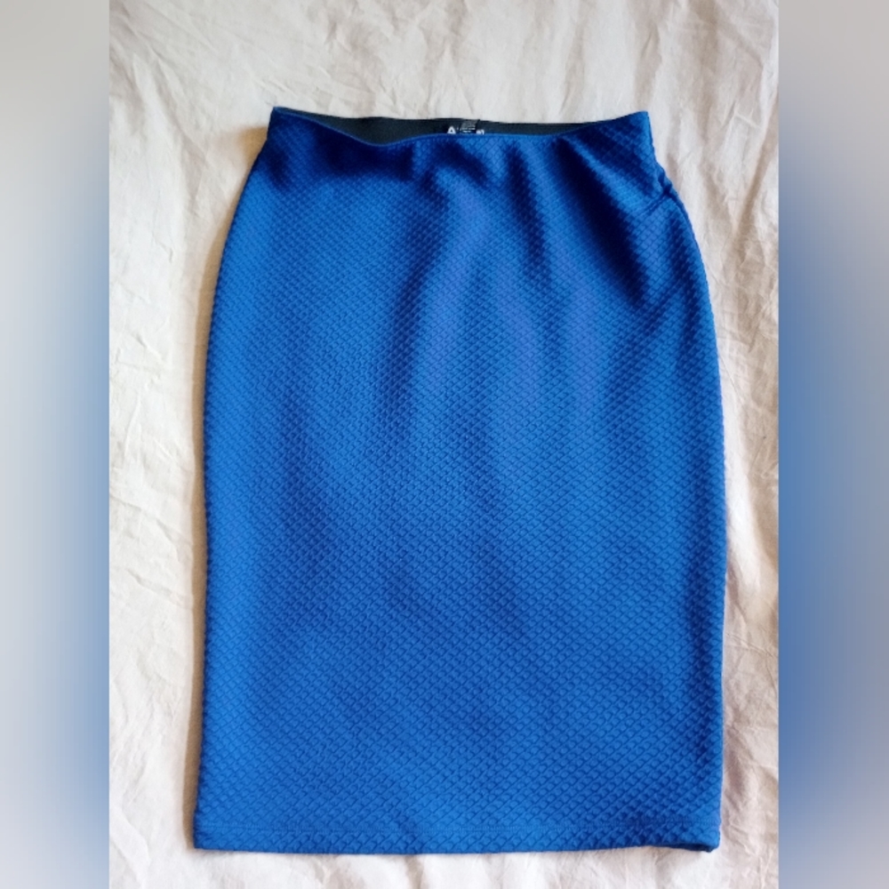 Bright blue stretchy pencil skirt